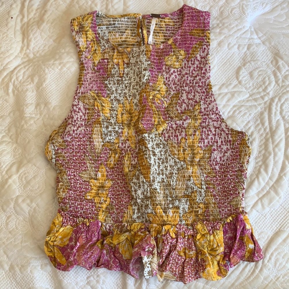 Free People Floral Smocked Crop Tank details in last picture